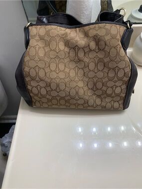 Designer-Style Brown Signature Tote Bag